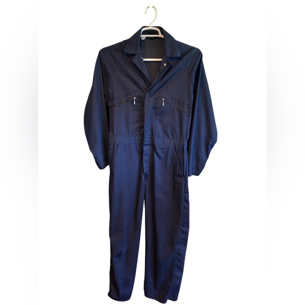 Trade Wear Work Coveralls Navy Blue Zipper Pockets size 40R